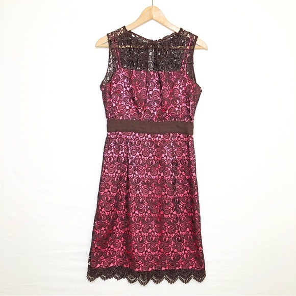 Milly brown lace overlay dress - Picture 1 of 10